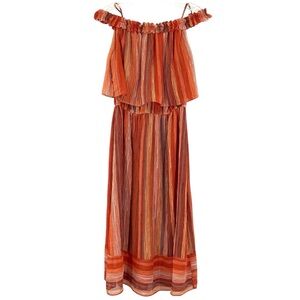 Mossimo Orange Off Shoulder Flowy Midi Dress